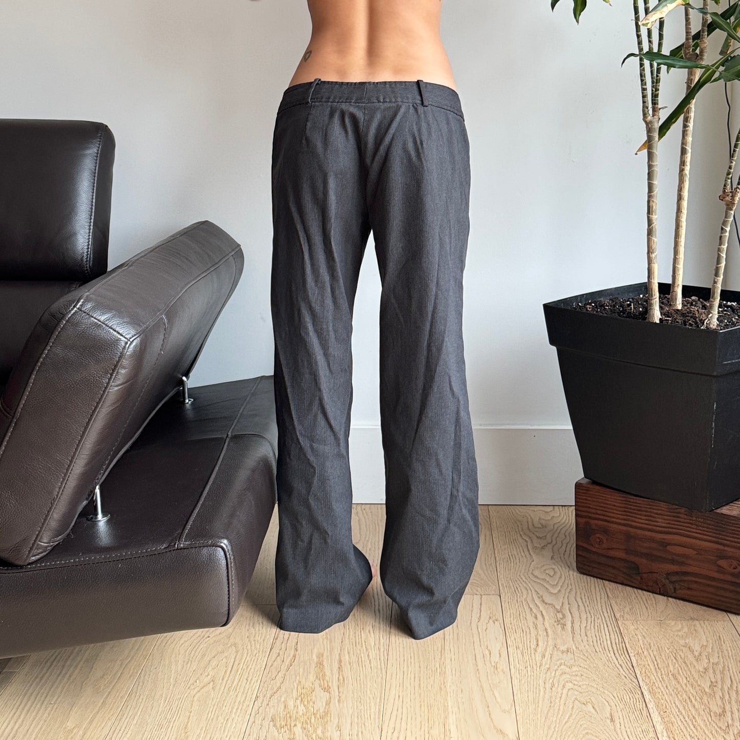 Midrise Grey Office Flared Pants