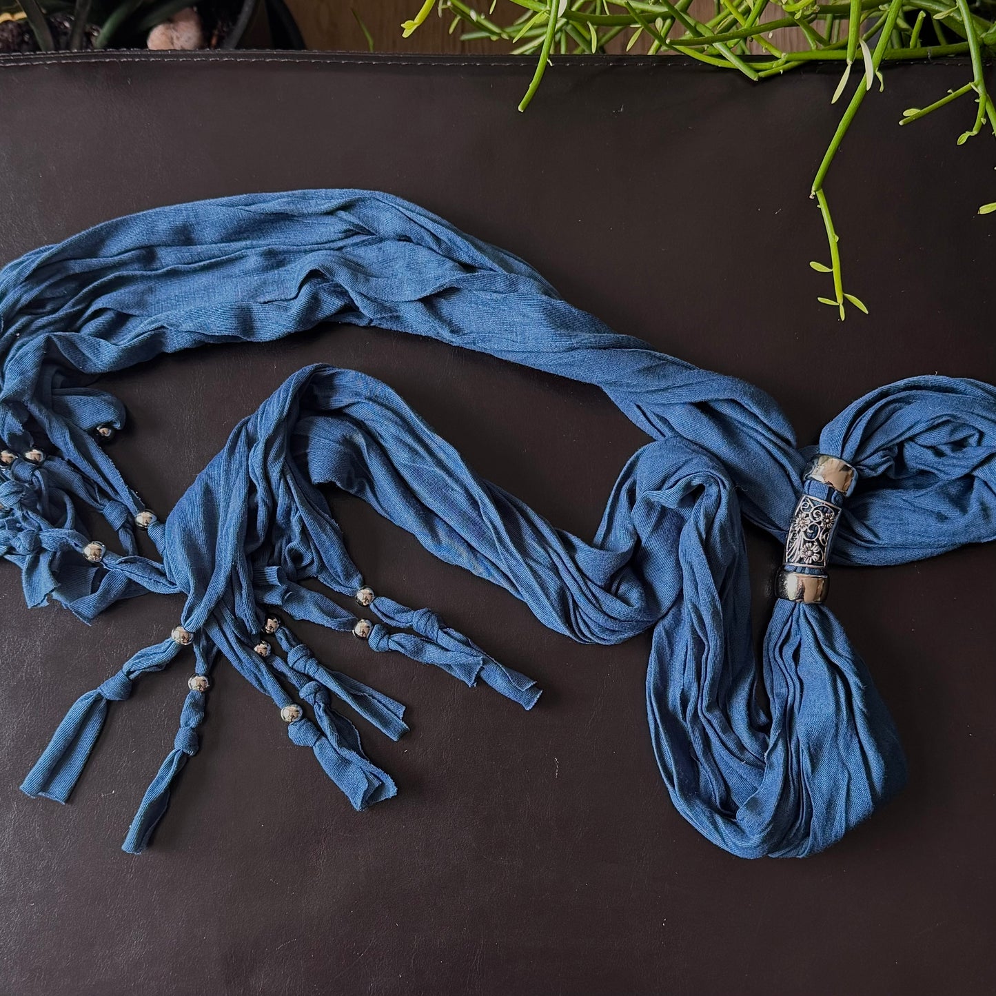 Blue Silver Hardware Scarf