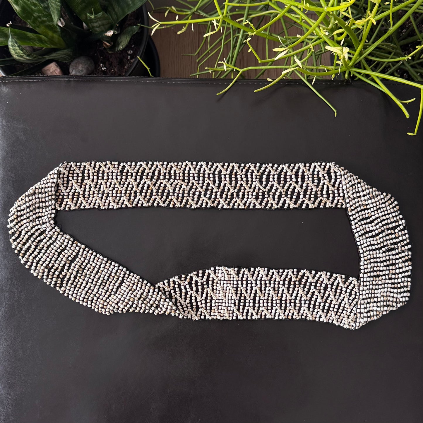 White Beaded Scarf