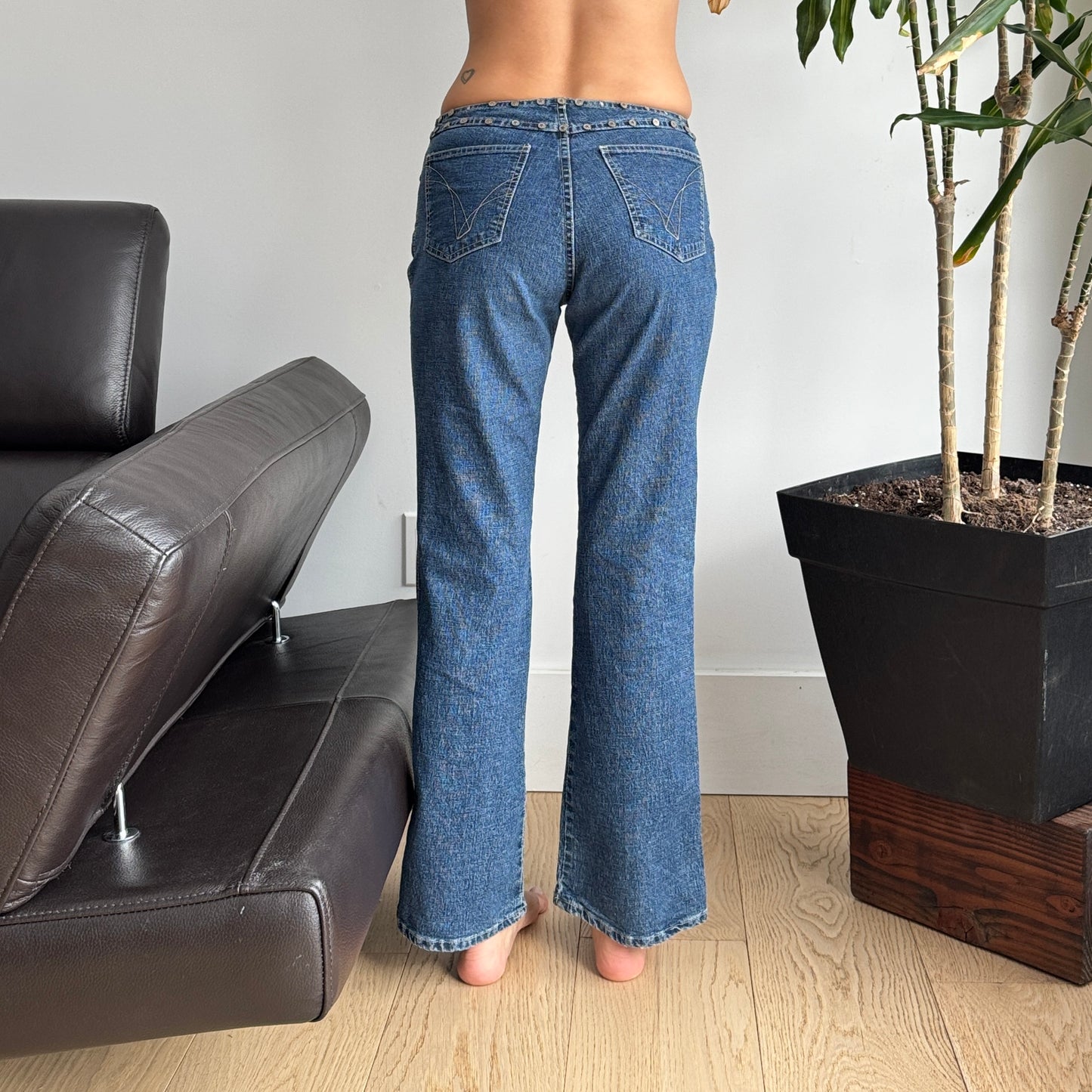 Midrise Flared Jeans With Studs
