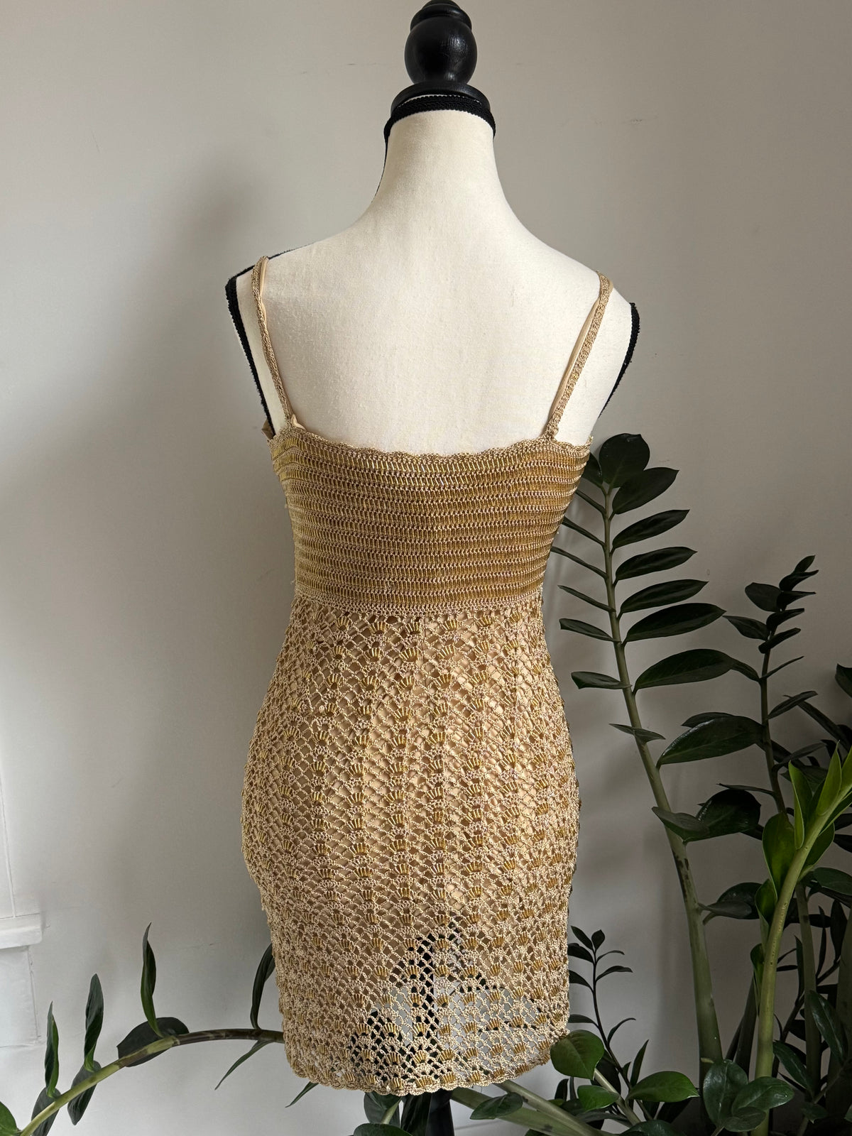 Gold All Beaded Thrifted Dress