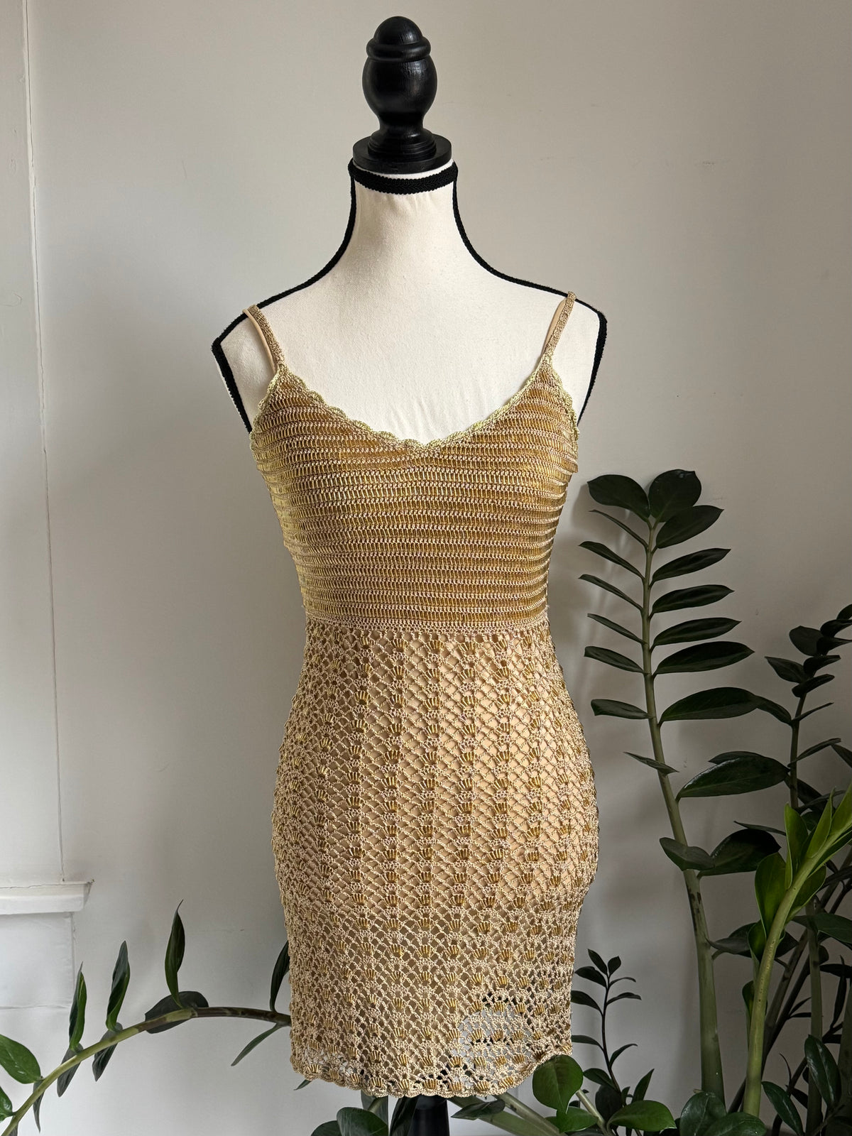 Gold All Beaded Thrifted Dress