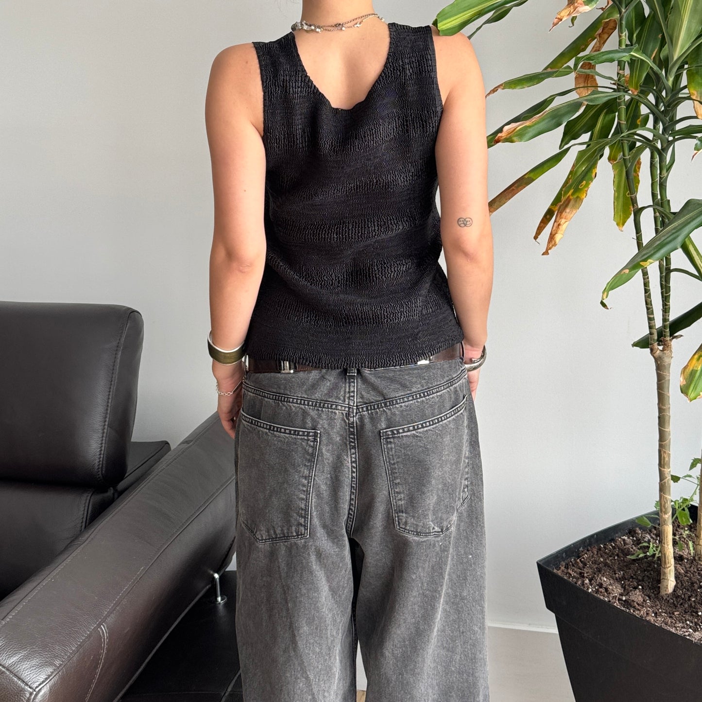 Black Textured Top