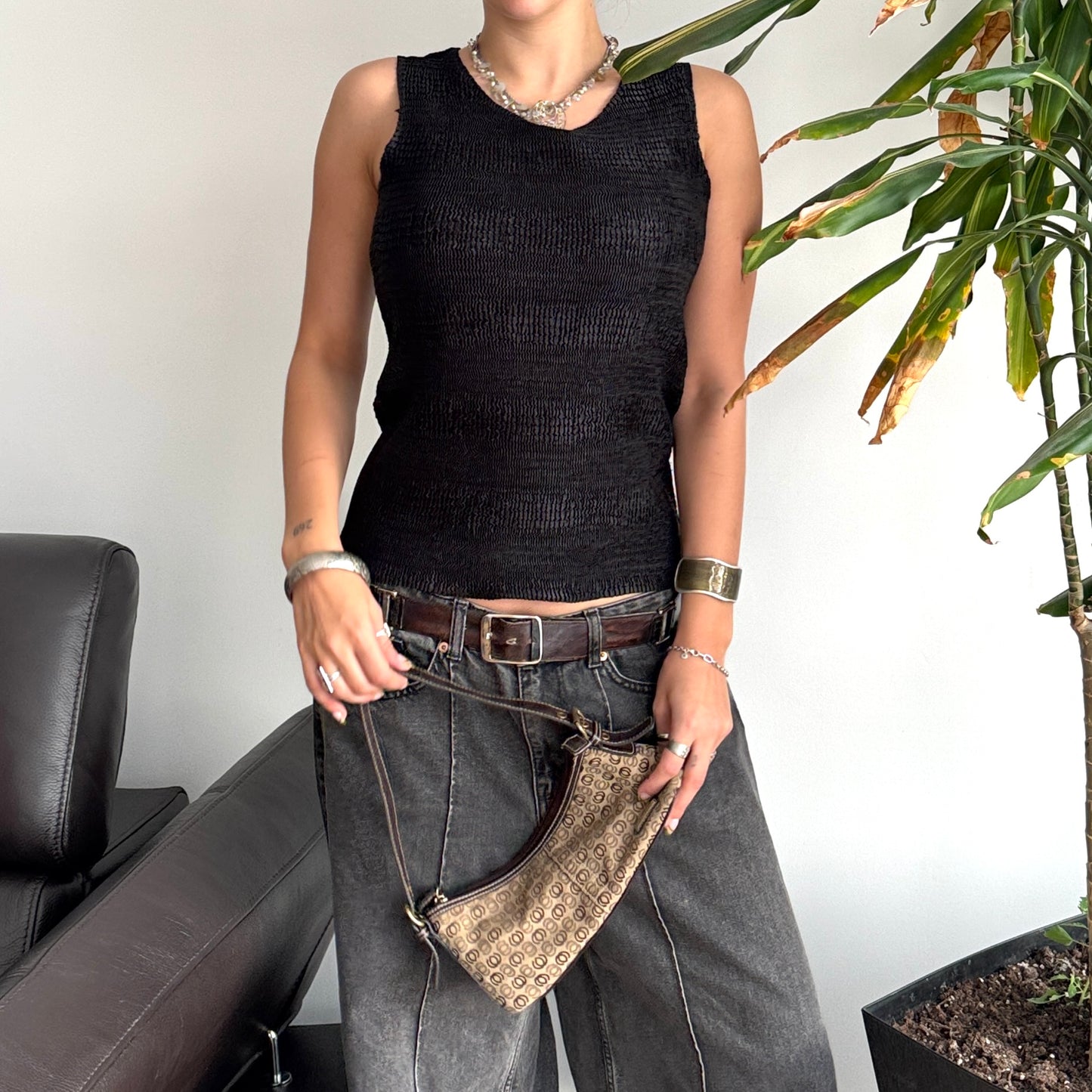 Black Textured Top