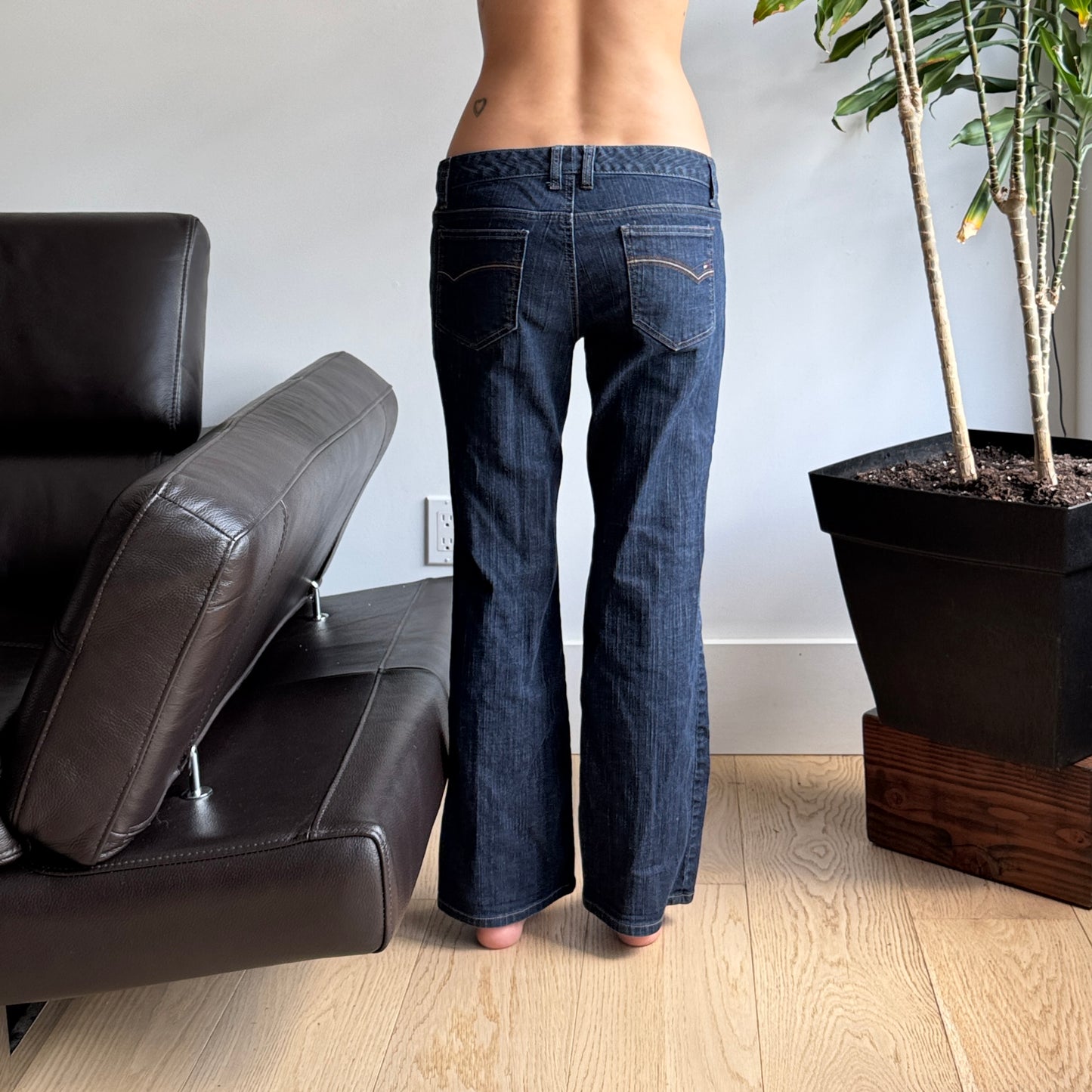 Dark Wash Midrise Flared Jeans