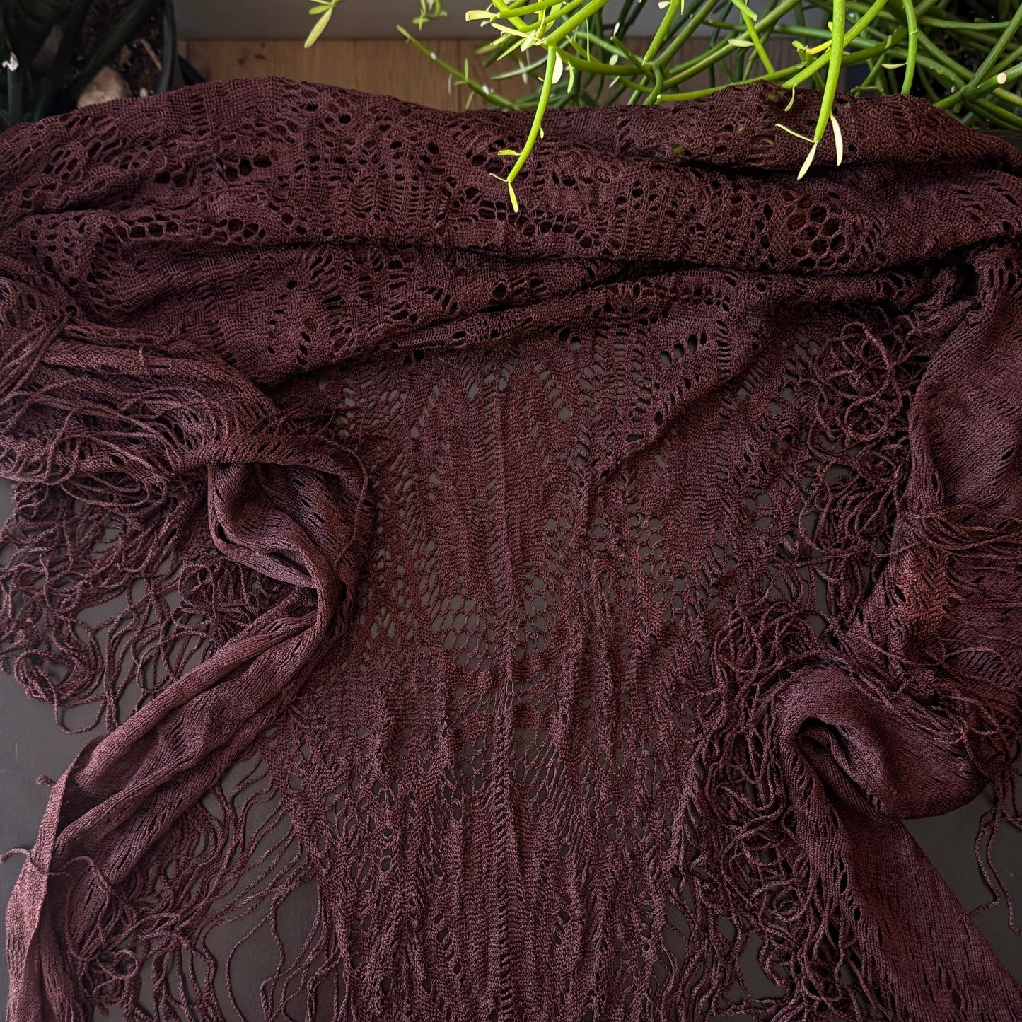 Brown Triangle Waist Fringe Scarf