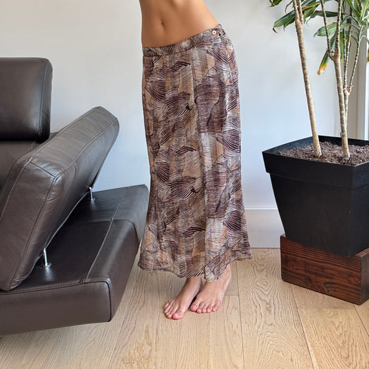 Brown & Beige Mesh Layered Maxi Skirt