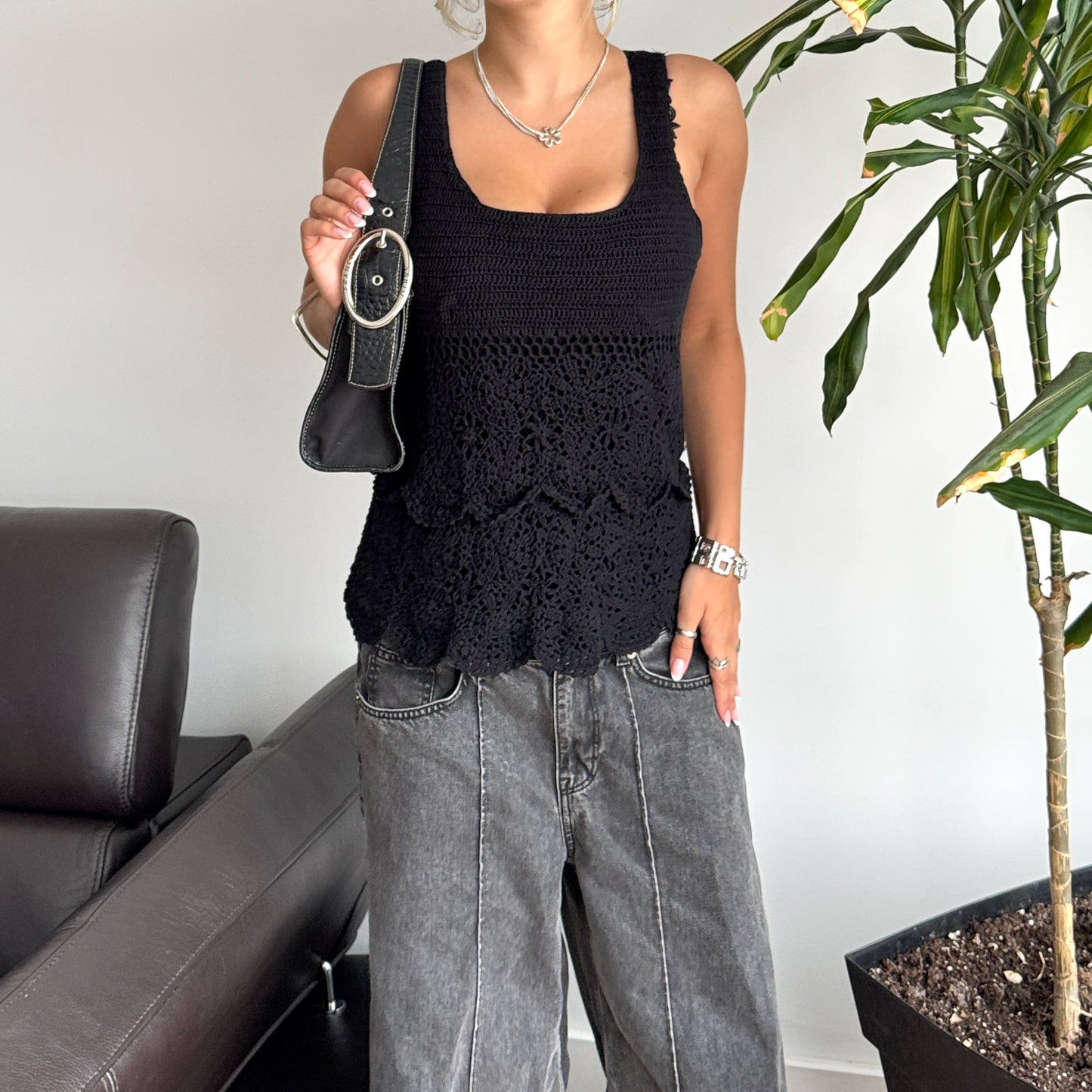 Black Crochet Top