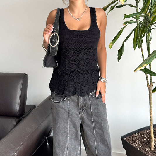 Black Crochet Top