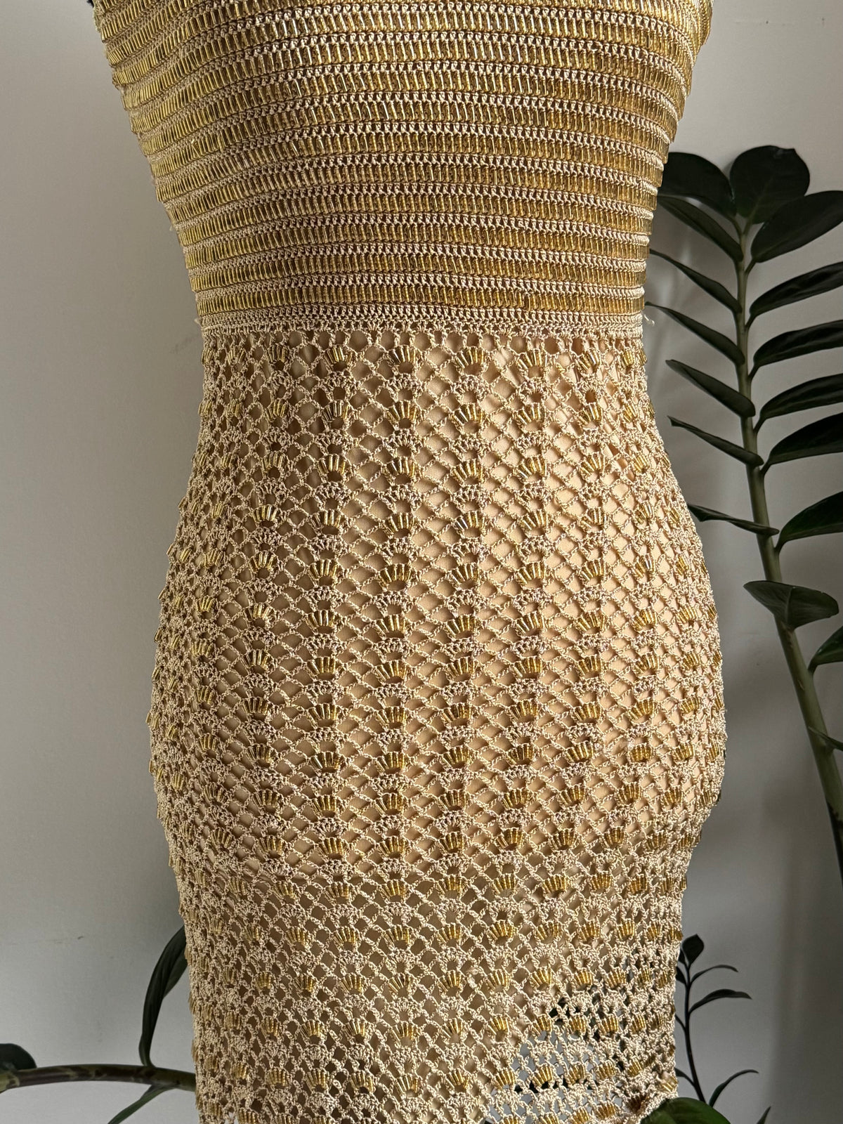 Gold All Beaded Thrifted Dress