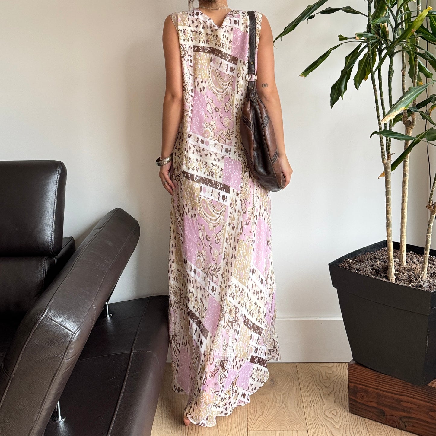 Pink & Beige Sequin Mesh Layered Dress