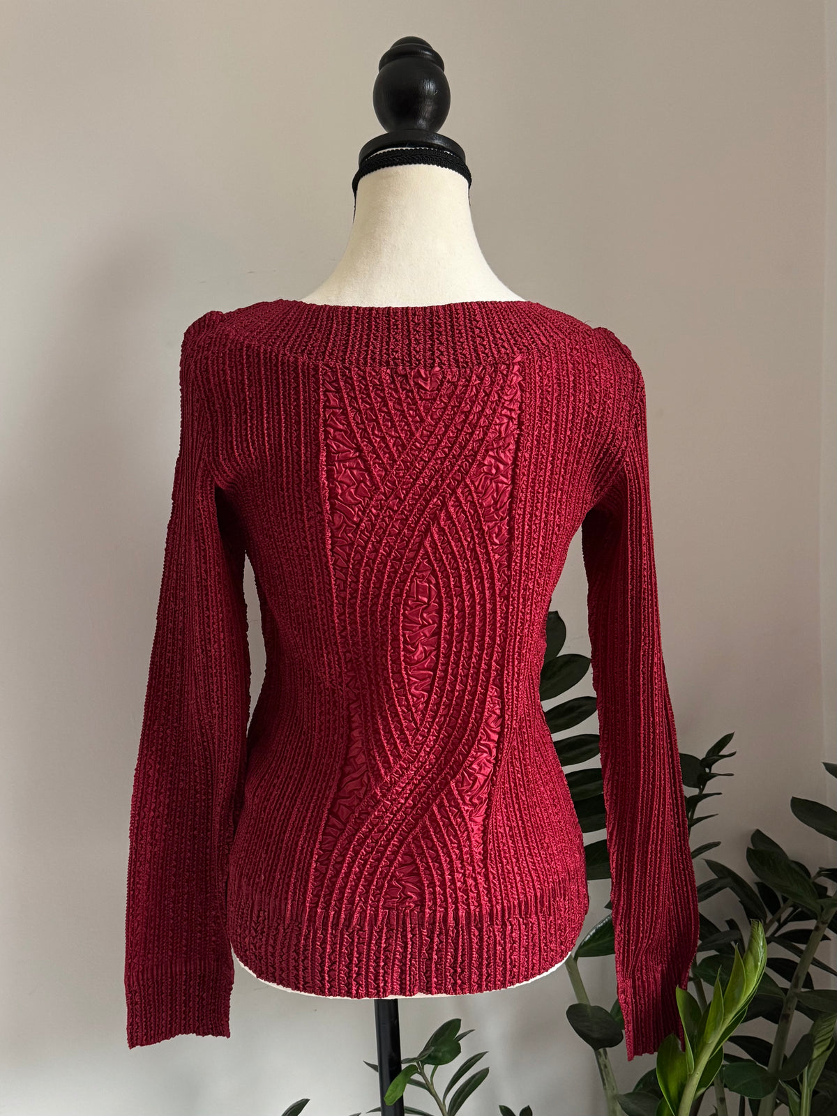Dark Red Beaded Thrifted Top