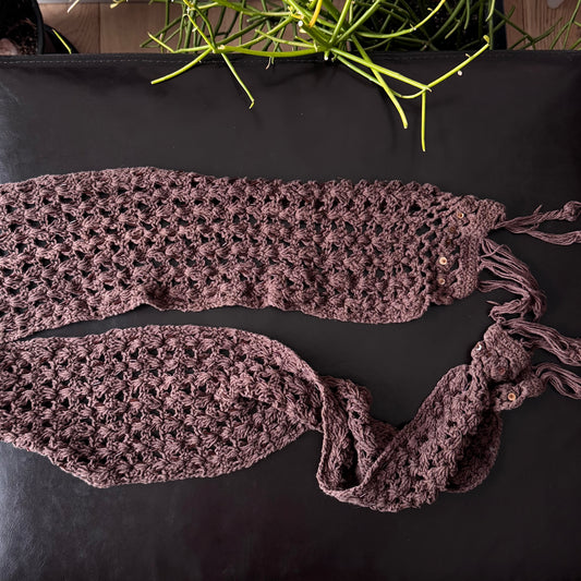 Brown All Beaded Scarf