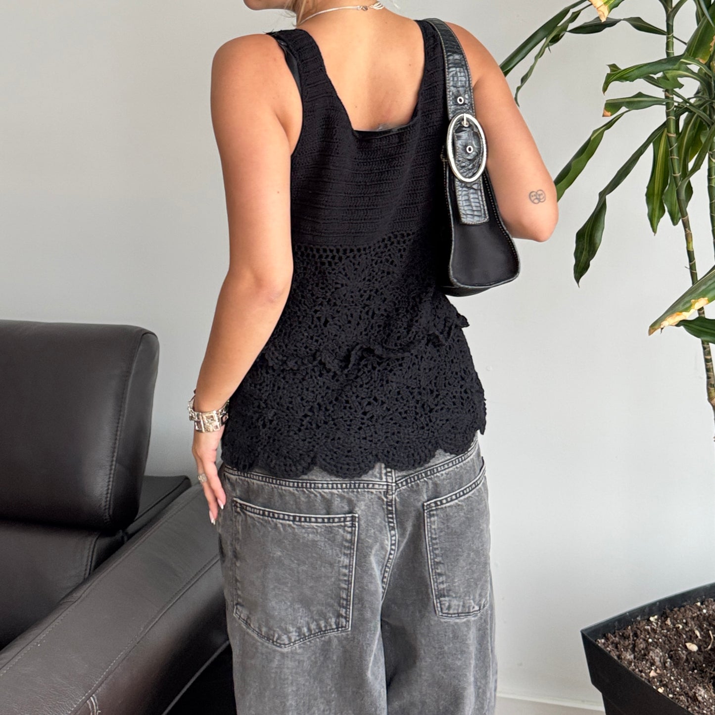 Black Crochet Top