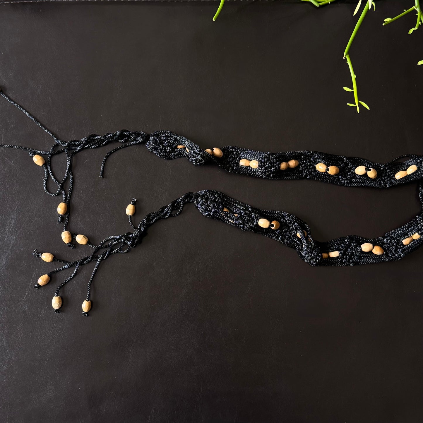 Black Wooden Macrame Belt