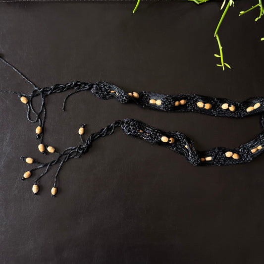 Black Wooden Macrame Belt