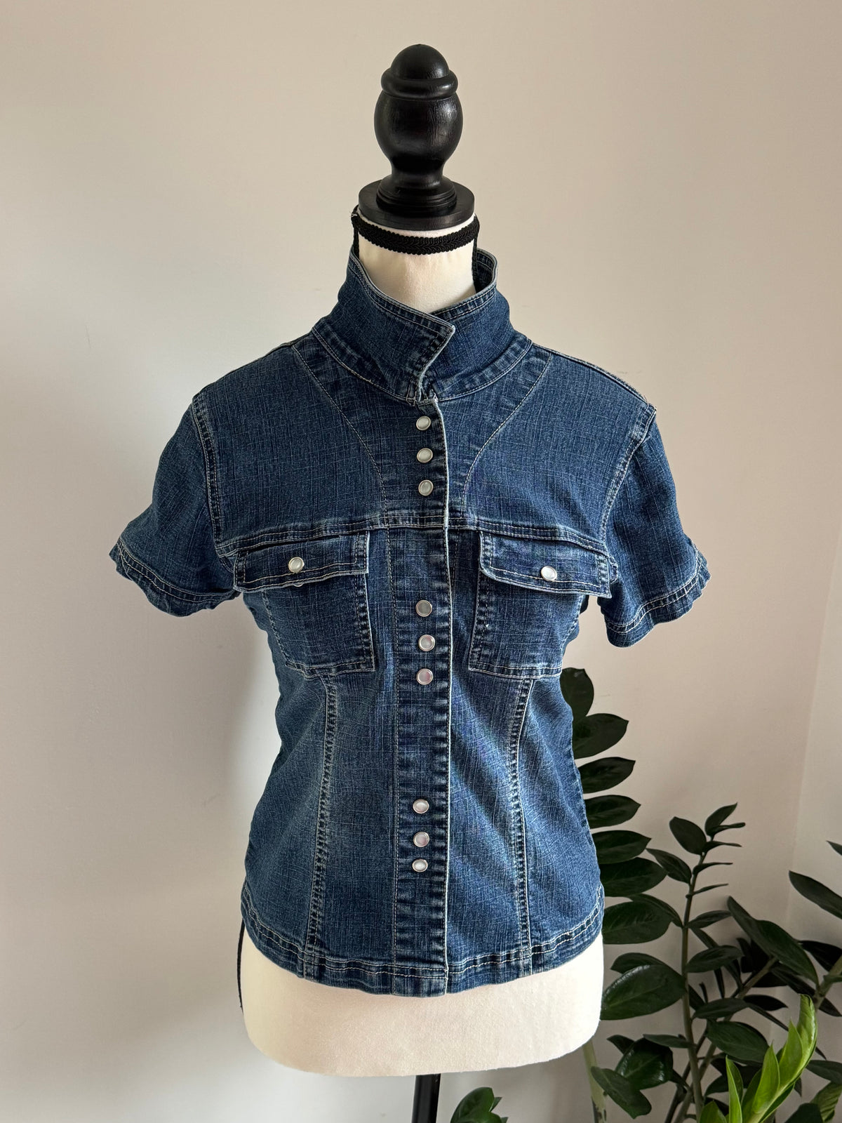 Blue Thrifted Denim Top