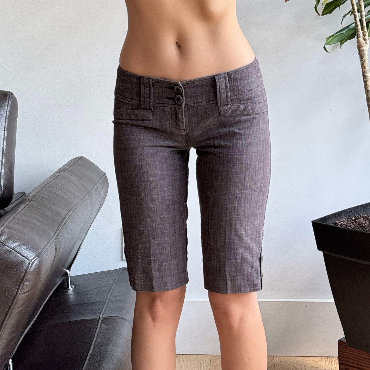 Lowrise Grey Office Shorts