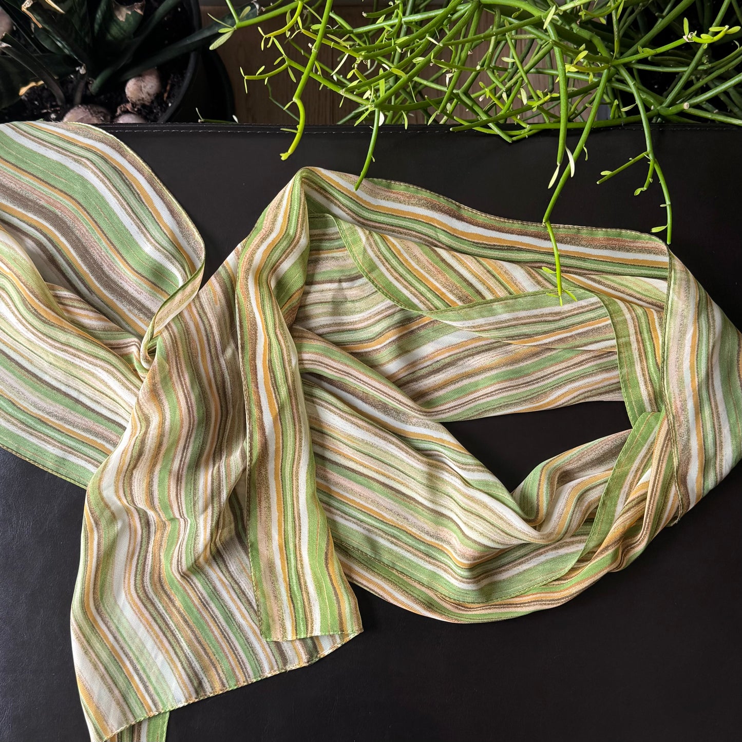 Green Striped Scarf
