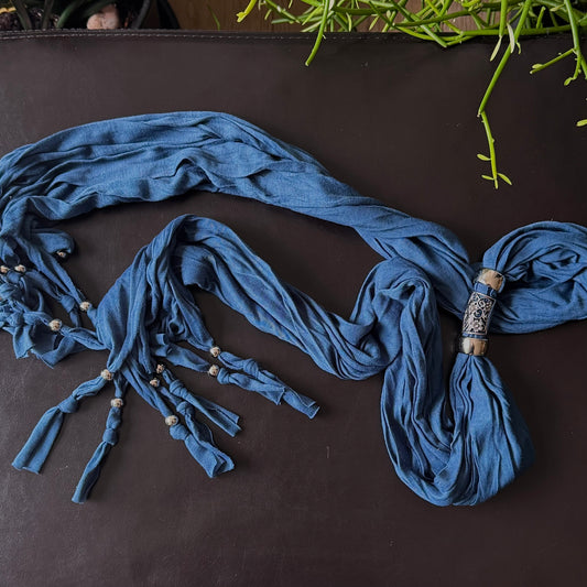Blue Silver Hardware Scarf