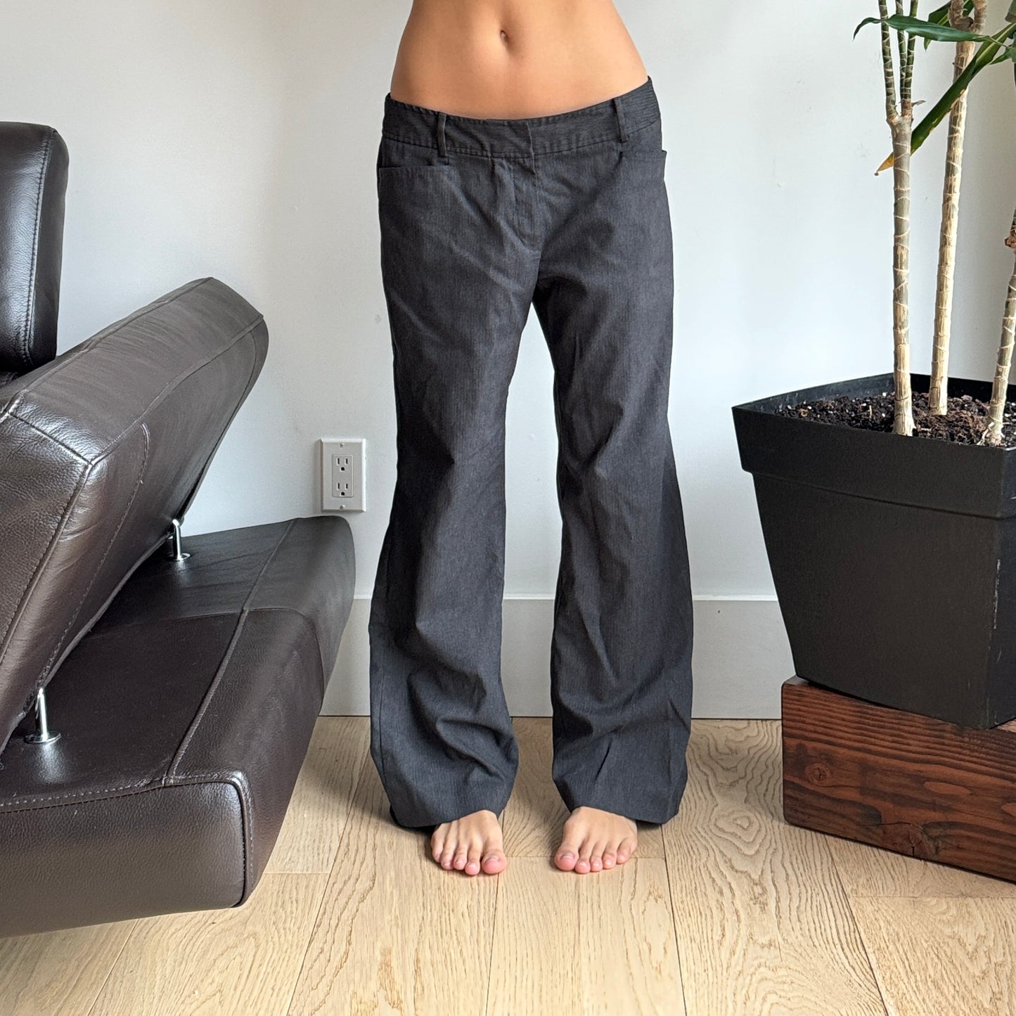 Midrise Grey Office Flared Pants