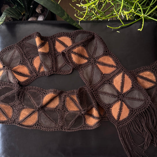 Brown Suede Fringe Scarf/Belt