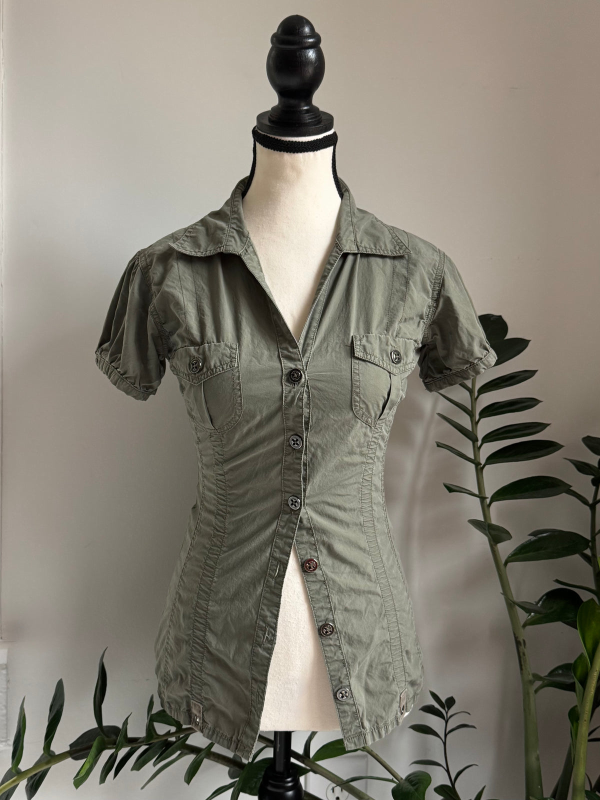 Sage Green Reworked Blouse