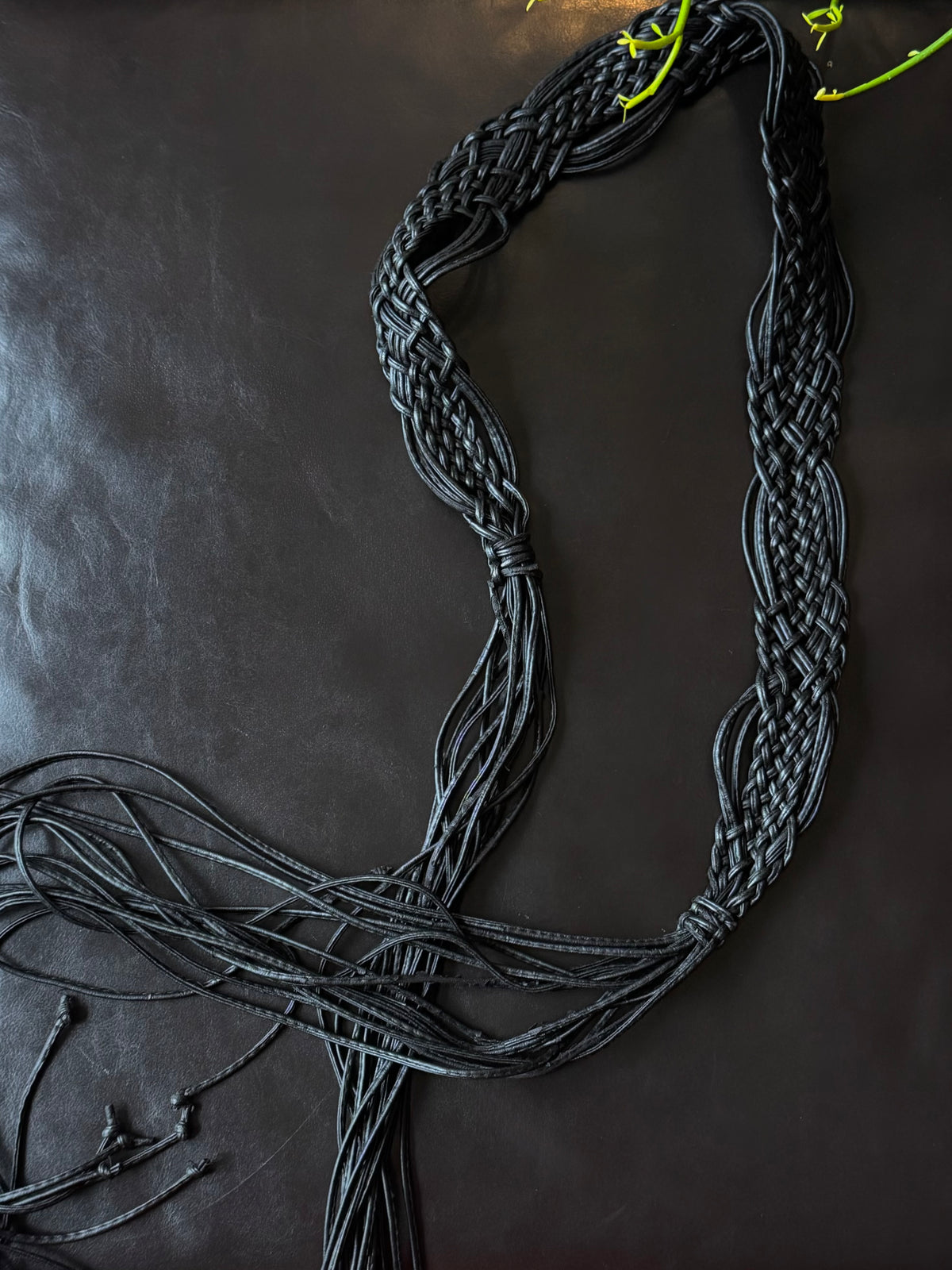 Black Fringe Macrame Belt
