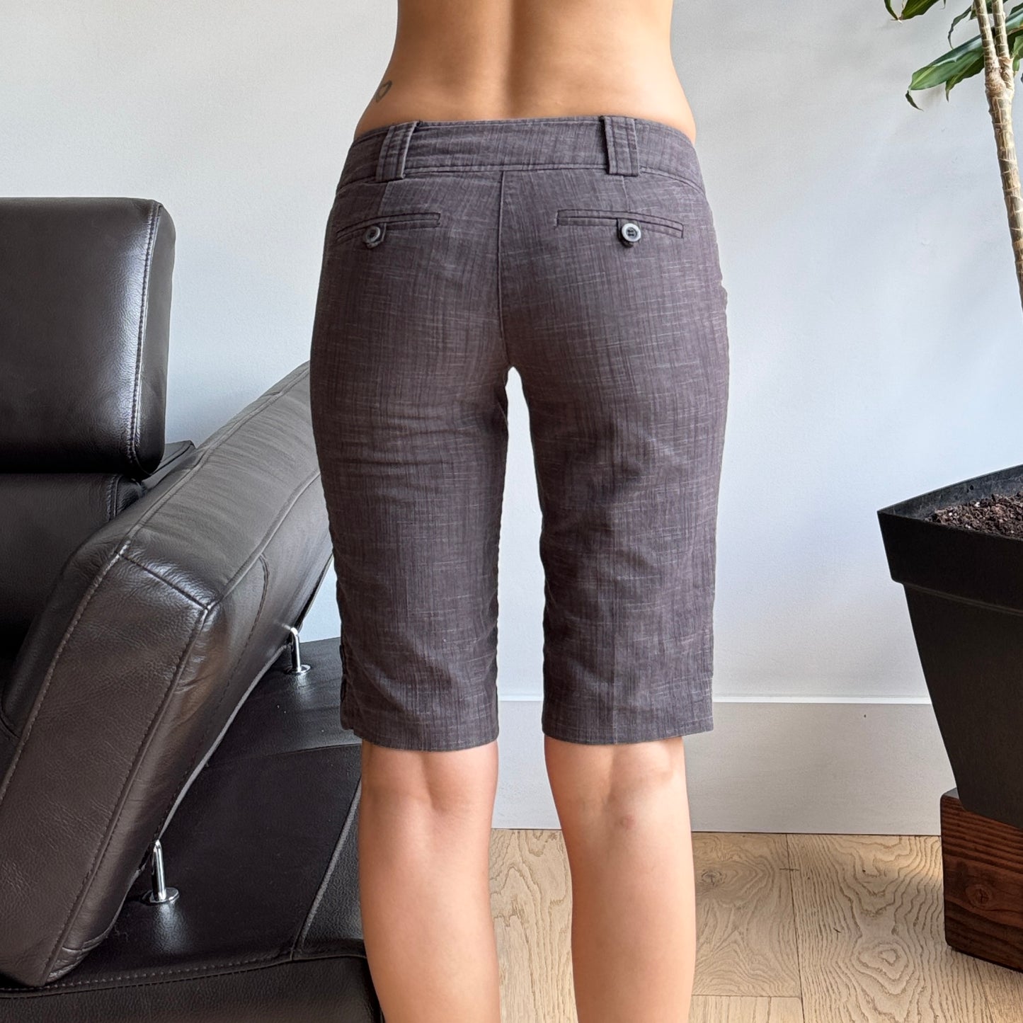 Lowrise Grey Office Shorts